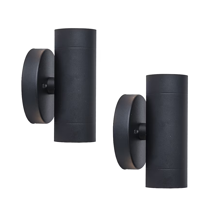LUTEC 2 -Pack 6.3-in H Matte Black Hardwired Integrated LED Outdoor Wall Light