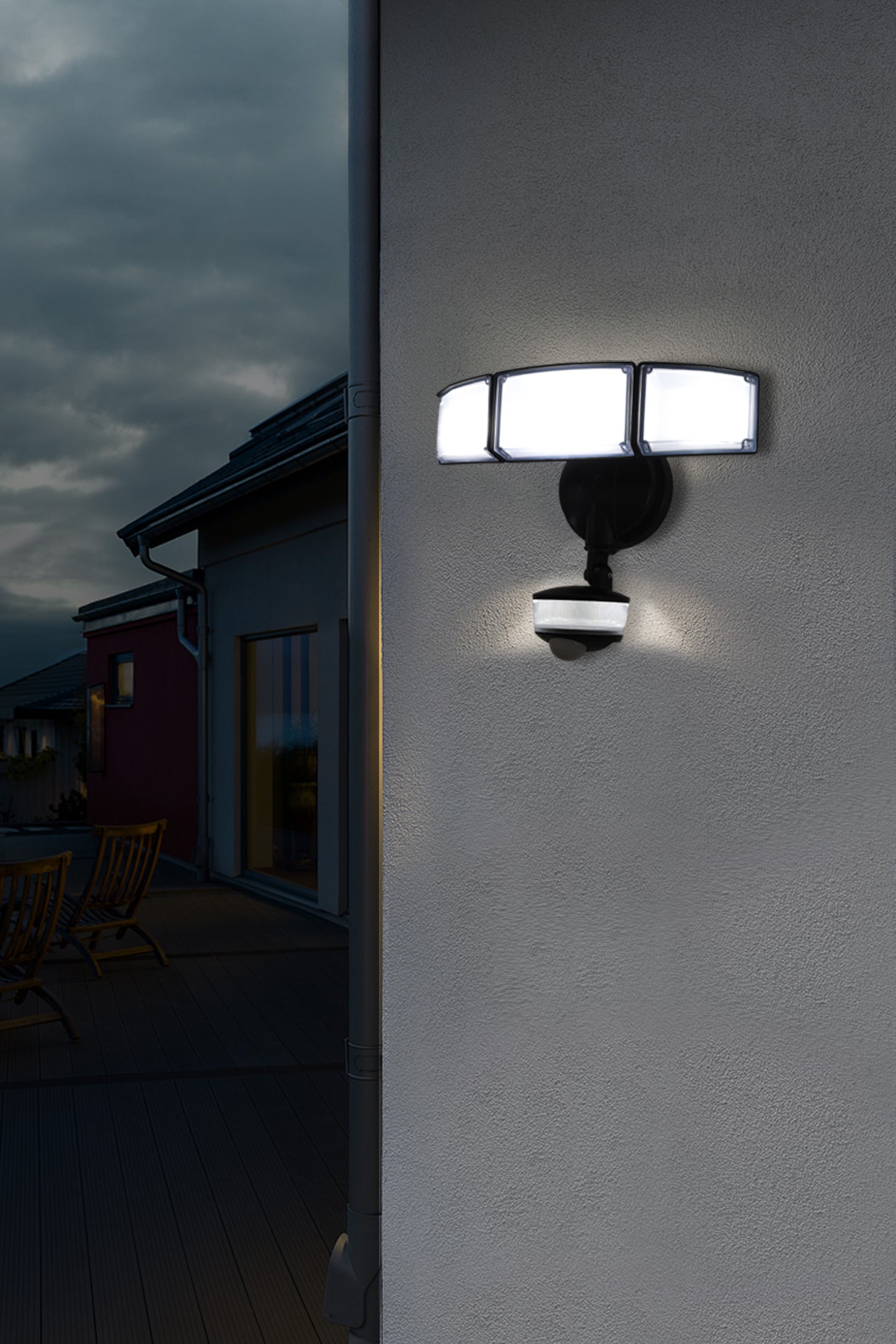 8 PACKS LUTEC-74W 7000 Lumen Motion Sensor Outdoor Lights, 5000K Daylight, IP65 Waterproof Flood Lights Outdoor with Night Light, Dusk to Dawn Motion Detector Security Lights for Outside Garage, Yard-Black