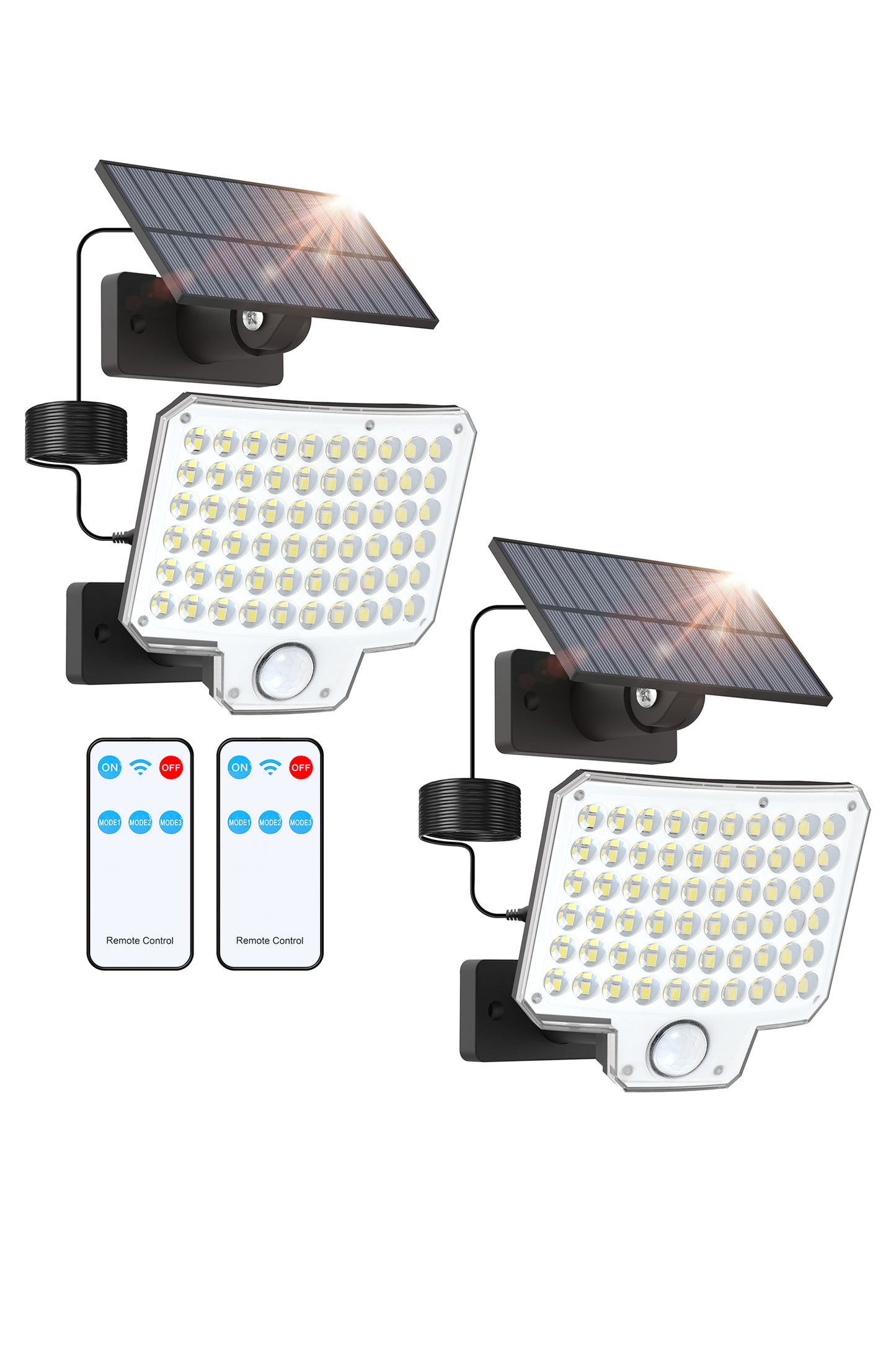 LUTEC Solar Lights Outdoor, 240 LED 3000LM Solar Powered Motion Sensor Flood Lights with Remote, Solar Flood Light with 3 Modes, Security Lights with 16.4Ft Cable IP65 Waterproof for Yard