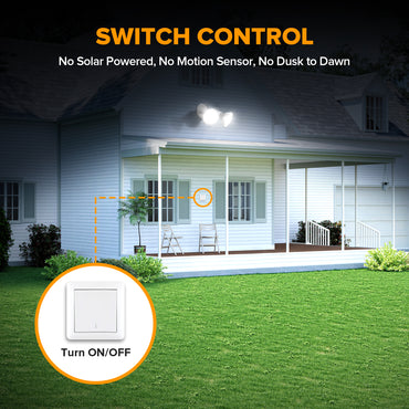 LUTEC 2 Pack Adjustable Twin Par Holder Outdoor Flood Lights, Switch Controlled Security Lights, Floodlights Fixture, Waterproof Exterior Max 300 Watt Par38 Flood Light for Garage, Yard, Porch-White