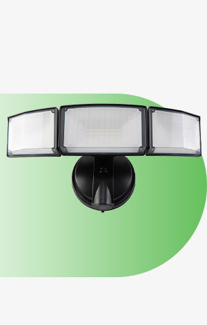 LUTEC-Switch Controlled Exterior Outdoor Security Light, 5200LM, 5000K, 55W, with 3 Adjustable Heads, LED Flood Light, Black