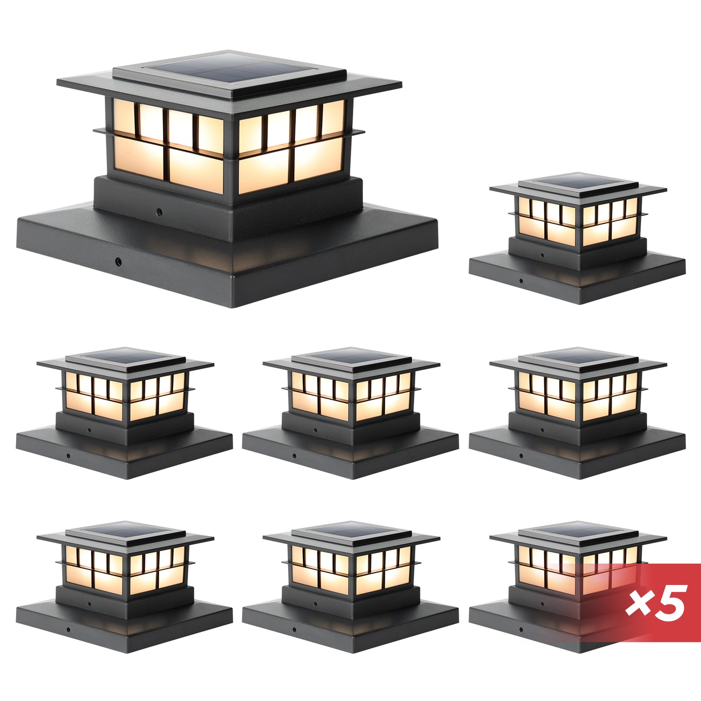 LUTEC Solar Post Cap Lights, IP65 Waterproof Solar Fence Post Lights for 4x4 5x5 6x6 Wooden/Vinyl Posts, Warm White 3000K LED Solar Powered Lighting Decor for Yard, Garden, Patio, Deck