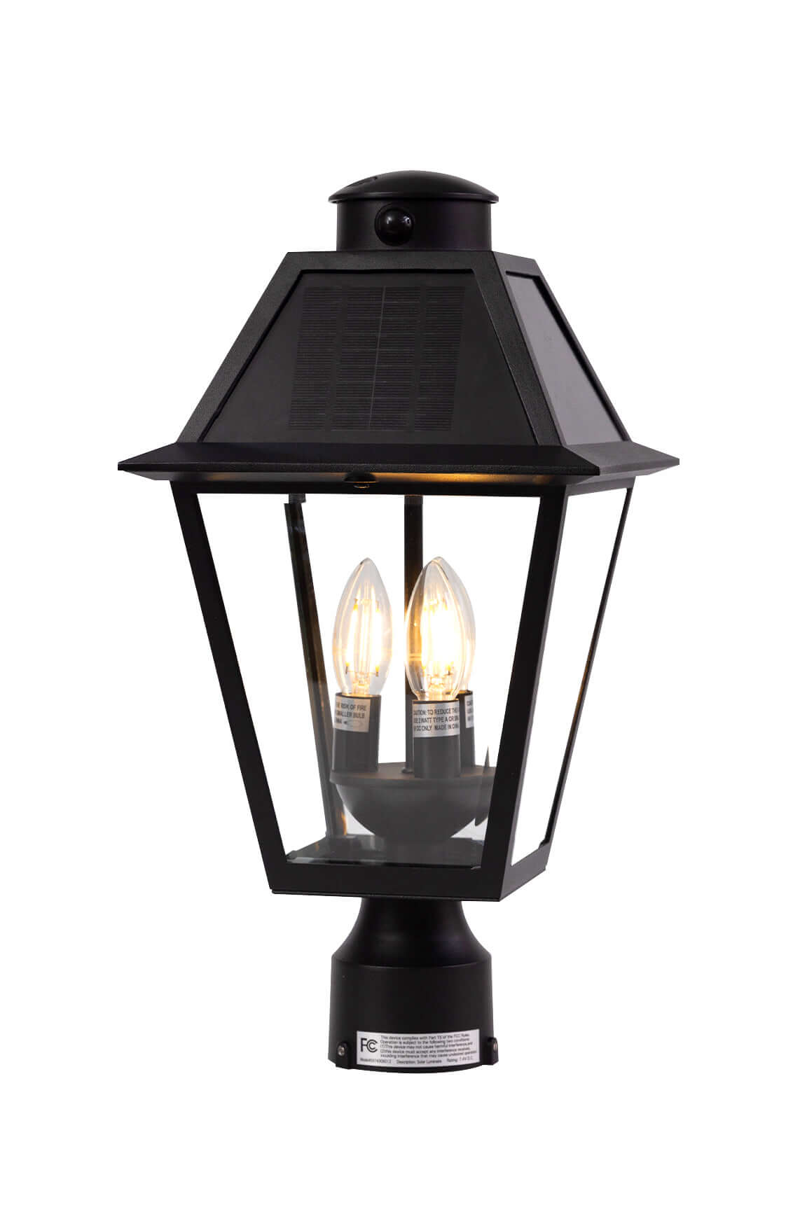 LUTEC Outdoor Solar Lamp Post Light with Motion Sensor, Dusk to Dawn Waterproof Pole Light Head with Three Modes, Exterior Black Solar Powered Fence Post Light Fixtures for Outside