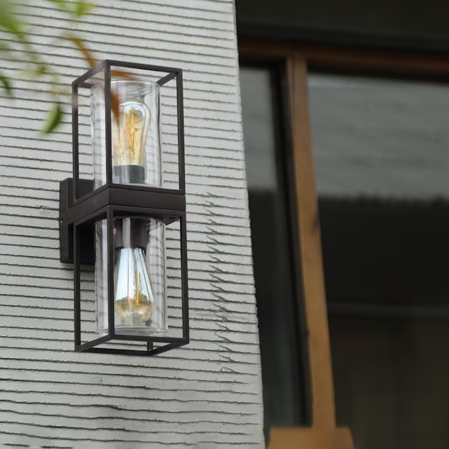 LUTEC 2 -Light 15.47-in H Matte Bronze Hardwired Outdoor Wall Light