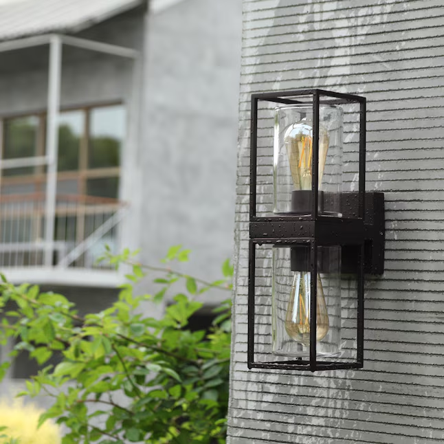 LUTEC 2 -Light 15.47-in H Matte Bronze Hardwired Outdoor Wall Light