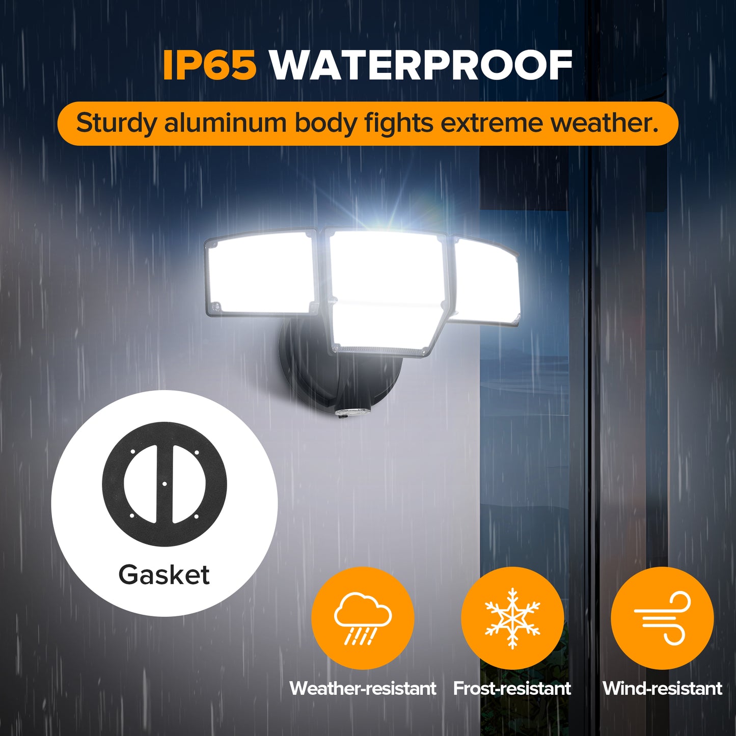 LUTEC 80W Dusk to Dawn Flood Lights Outdoor, 9000LM Super Bright LED Security Light with Photocell, IP65 Waterproof, 5000K Daylight, 4 Heads Floodlight for Garage, Yard (Black)