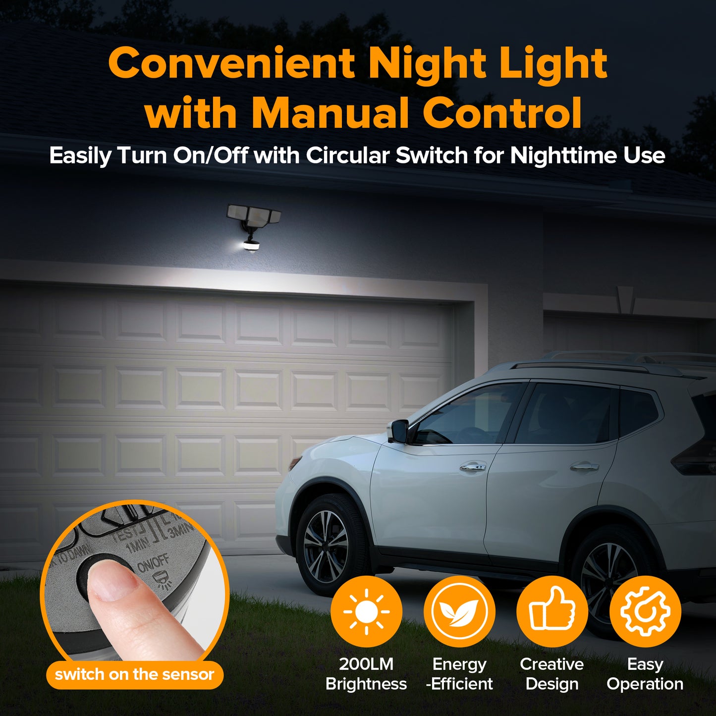 LUTEC 84W 9500LM LED Security Lights Motion Sensor Outdoor Lights with Night Light, 4 Head LED Flood Lights Outdoor 5000K Daylight, IP65 Waterproof, Motion Detected Lights for Outside (Black)