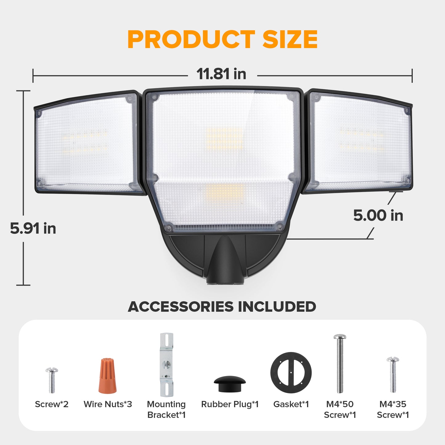 LUTEC 80W Dusk to Dawn Flood Lights Outdoor, 9000LM Super Bright LED Security Light with Photocell, IP65 Waterproof, 5000K Daylight, 4 Heads Floodlight for Garage, Yard (Black)