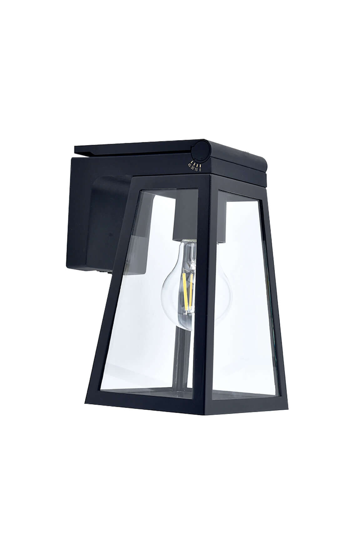 LUTEC Solar Porch Light, Wireless Dusk to Dawn Outdoor Wall Lights Fixture with Adjustable Solar Panel, Black Wall Sconce, Waterproof Exterior Lighting with Clear Glass for Entryway Garage