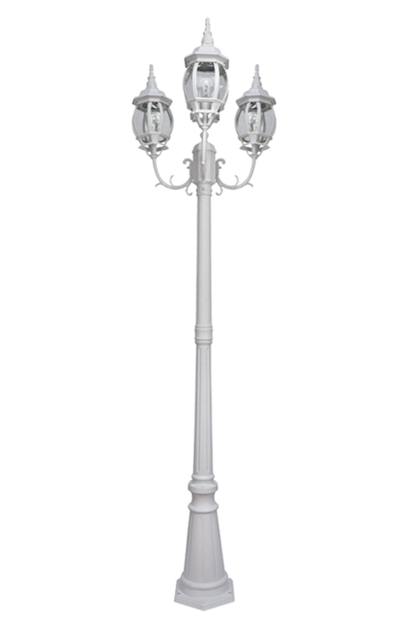 6 PACKS LUTEC-VINTAGE 3-Head Die-Cast Aluminum LED Outdoor Hard Wired Street Light (Head & Pole),White