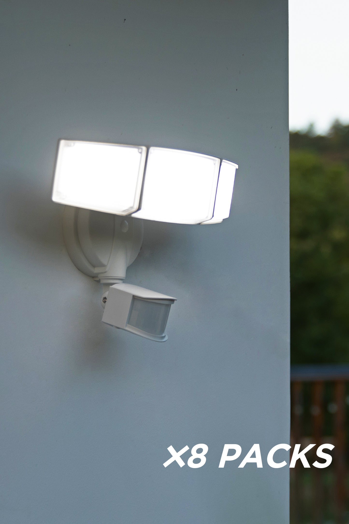 8 PACKS LUTEC-LUTEC-LED Security Lights with Motion Sensor, 6300LM, 5000K, 72W, with 3 Adjustable Heads, LED Motion Sensor Light, Dusk to Dawn, White