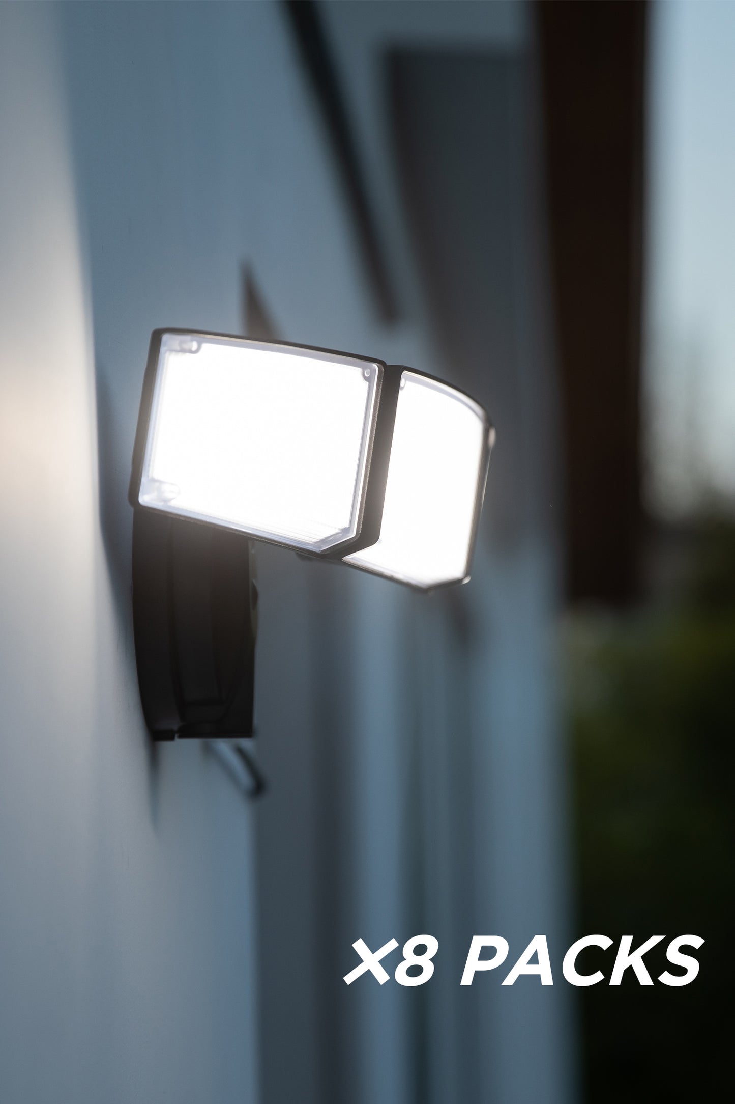 8 PACKS LUTEC-Switch Controlled Exterior Outdoor Security Light, 5200LM, 5000K, 55W, with 3 Adjustable Heads, LED Flood Light, Black
