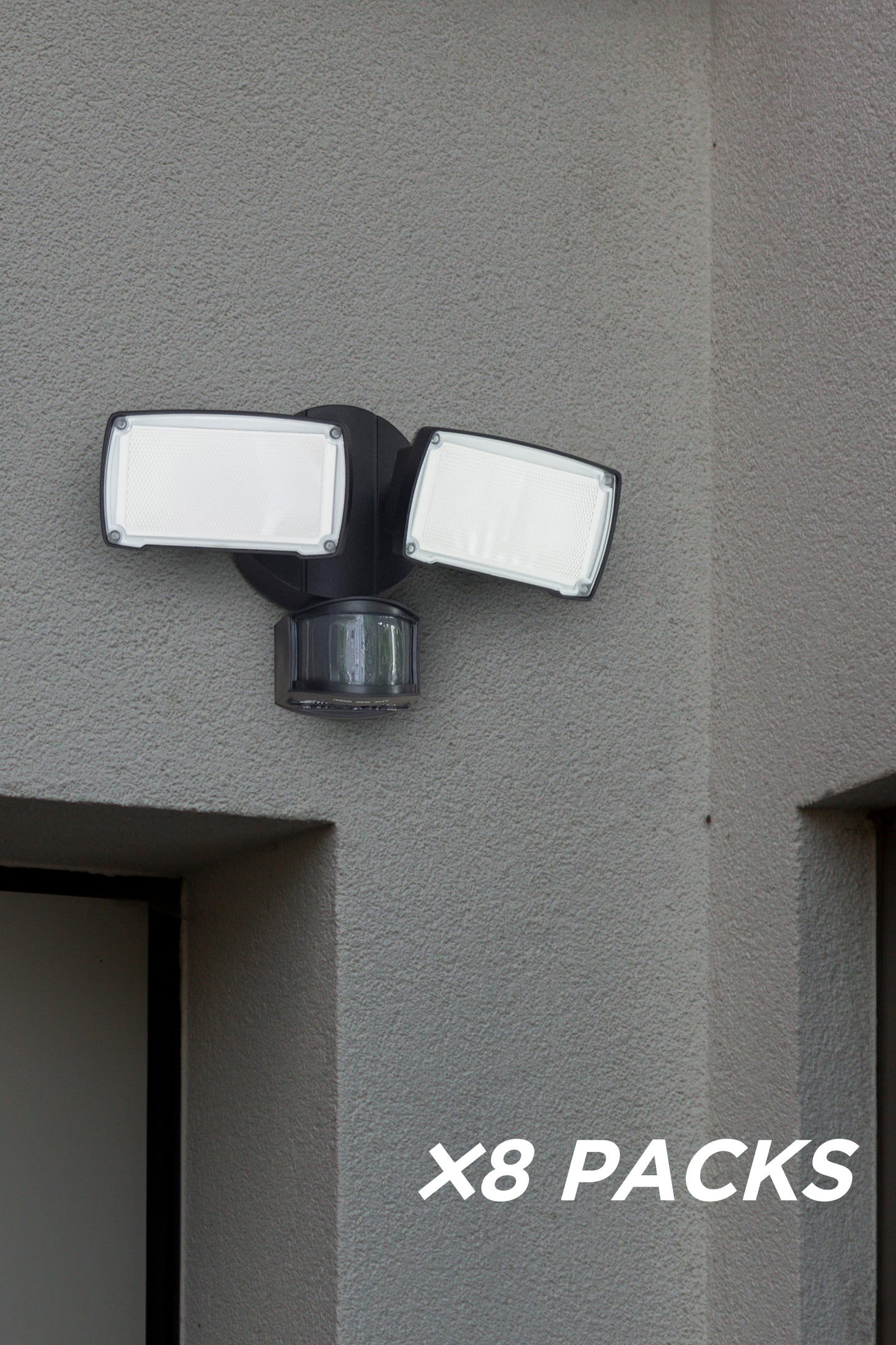 8 PACKS LUTEC-ALDI 3500LM, 5000K, 38W, LED 180°Motion Activated, D2D, Dual-Head Floodlight