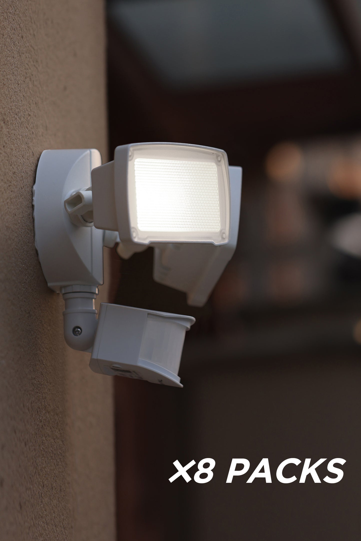 8 PACKS LUTEC-ALDI 3500LM, 5000K, 38W, LED 180°Motion Activated, D2D, Dual-Head Floodlight