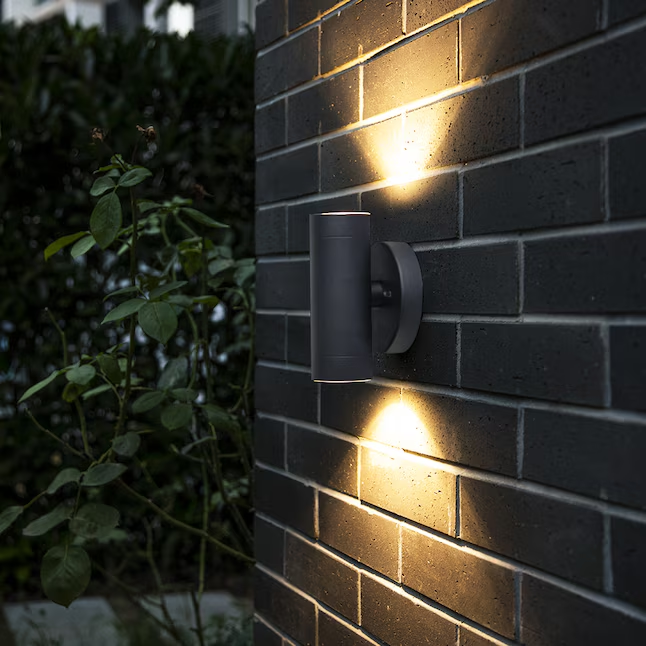 LUTEC 2 -Pack 6.3-in H Matte Black Hardwired Integrated LED Outdoor Wall Light