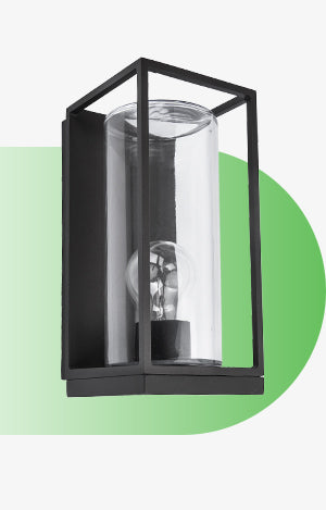 LUTEC-FLAIR (MID) LED Outdoor Geometric Wall Light With Clear Glass Surround, Bronze