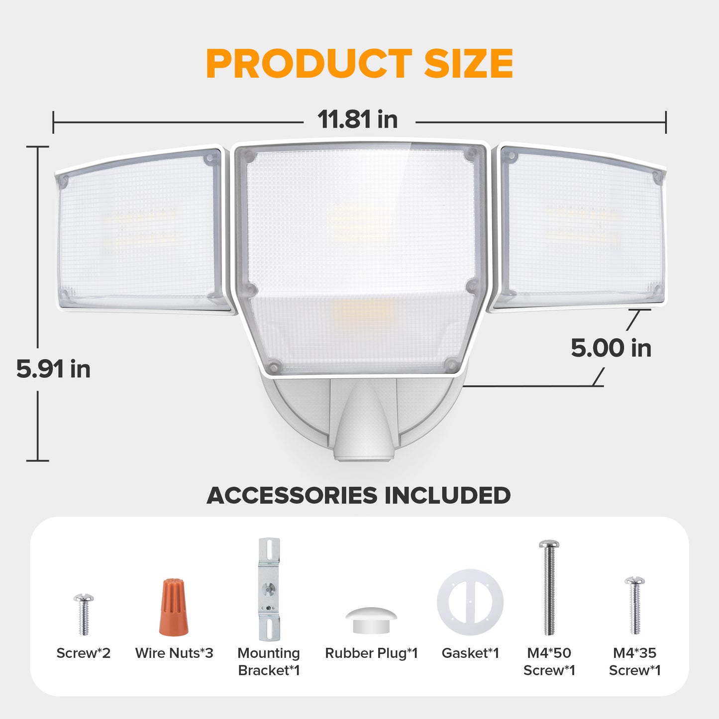 LUTEC 80W 9000LM Flood Lights Outdoor, Switch Controlled LED Security Lights with 4 Heads, IP65 Waterproof, 5000K Daylight for Garage, Yard, Patio (White)