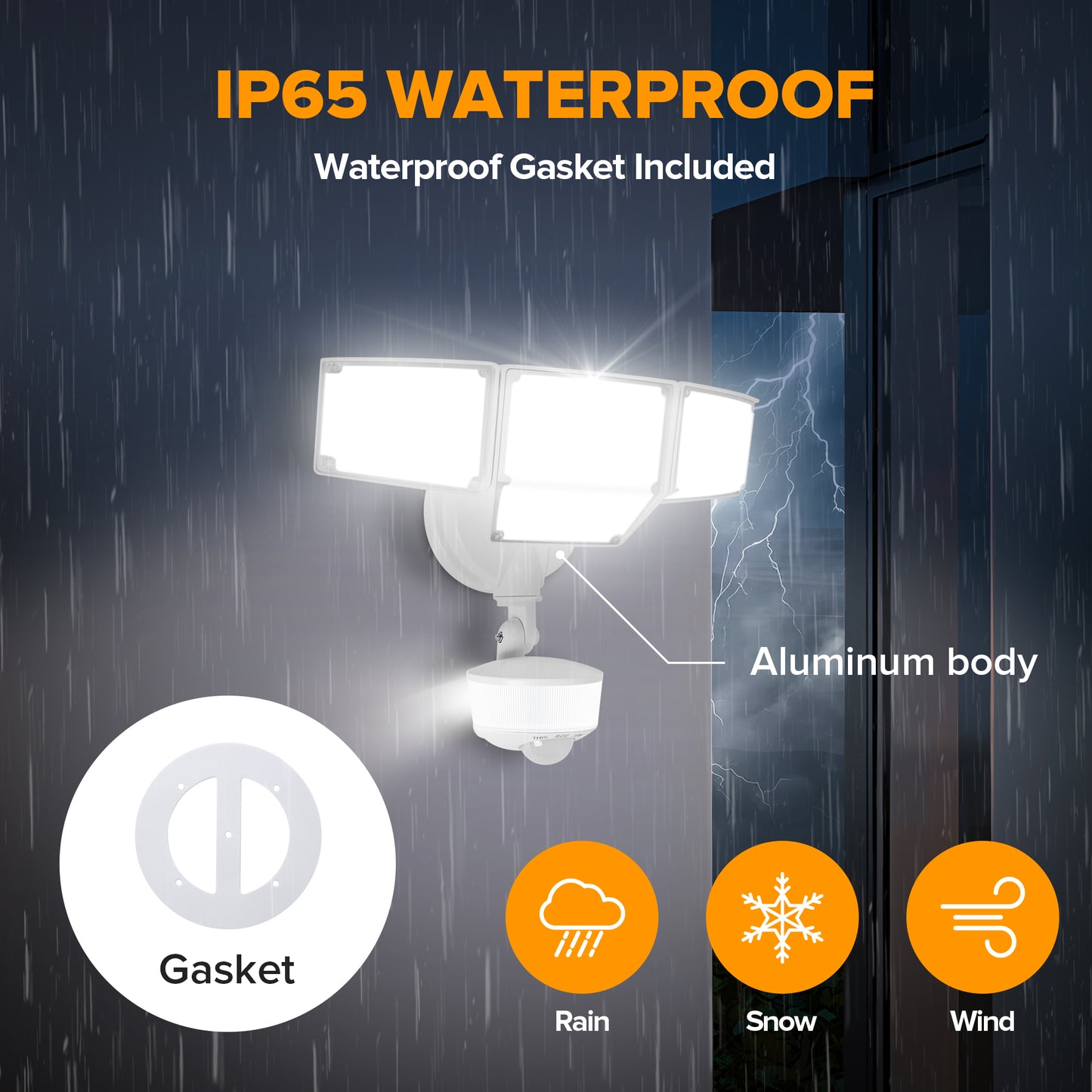 LUTEC 84W 9500LM LED Security Lights Motion Sensor Outdoor Lights with Night Light, 4 Head LED Flood Lights Outdoor 5000K Daylight, IP65 Waterproof, Motion Detected Lights for Outside (White)