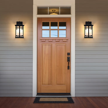 LUTEC 13" Dusk to Dawn Outdoor Wall Sconce, Matte Metal Frame and Double Glazing, Craftsman Style Outdoor Light Fxture with E26 Base, Waterproof Porch Light for Doorway