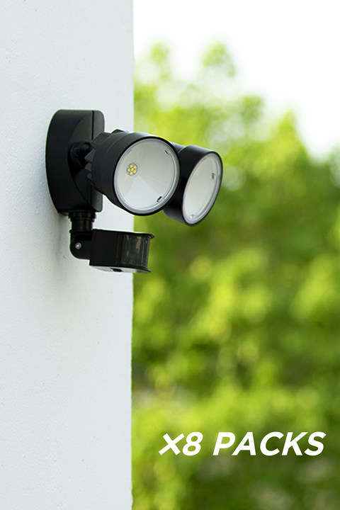 8 PACKS LUTEC-Shrimp 1130LM, 5200K, 13.5W, LED 110°Motion Activated, D2D, Dual-Head Floodlight