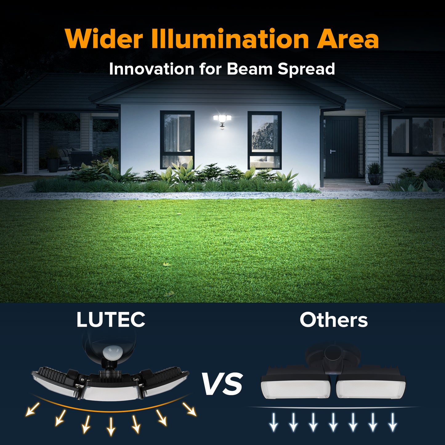 LUTEC 84W 9500LM LED Security Lights Motion Sensor Outdoor Lights with Night Light, 4 Head LED Flood Lights Outdoor 5000K Daylight, IP65 Waterproof, Motion Detected Lights for Outside (Black)
