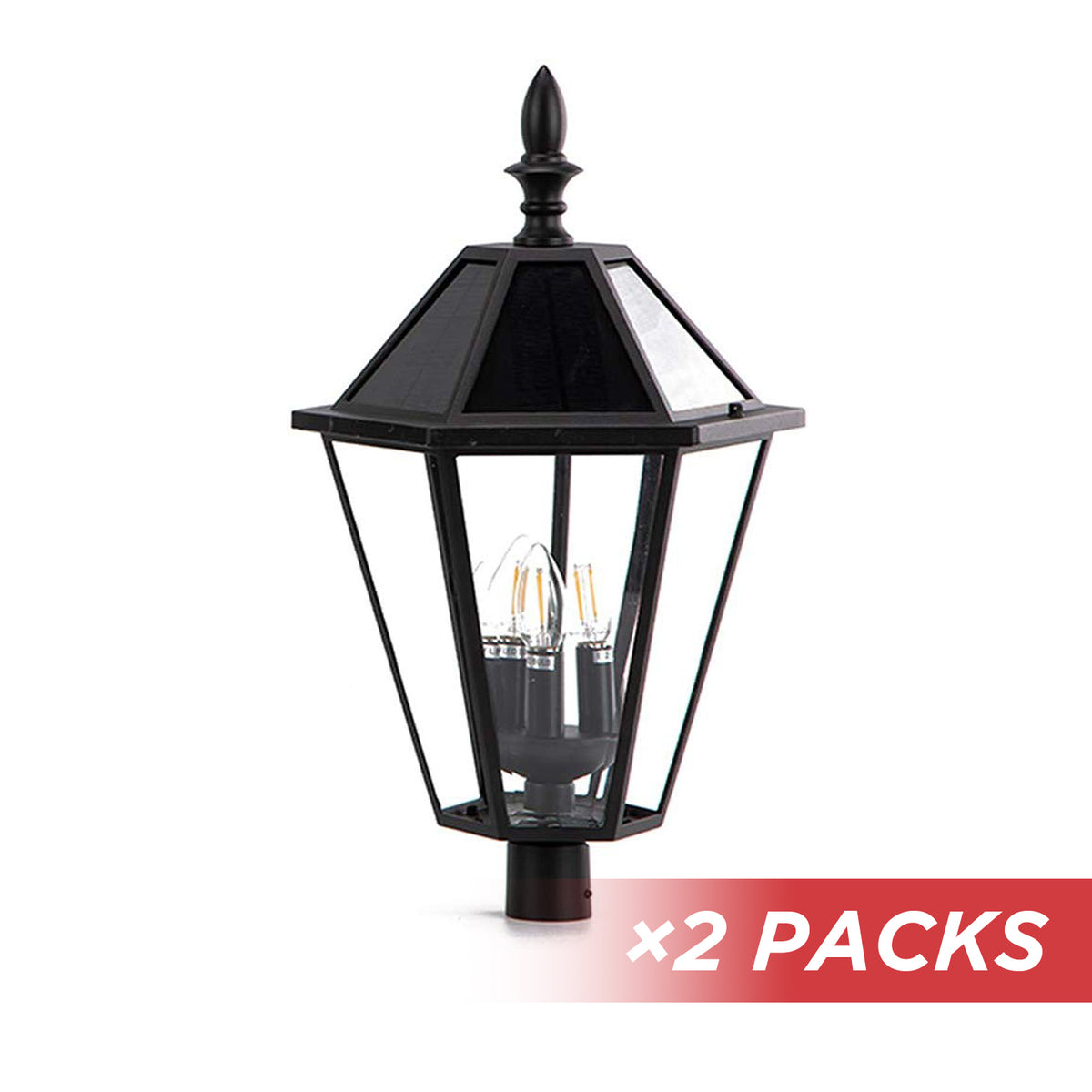 LUTEC-LONDON Die-Cast Aluminum LED Outdoor Solar Powered Post Light Head Only, 300LM, Up To 8hour Runtime, 2700K