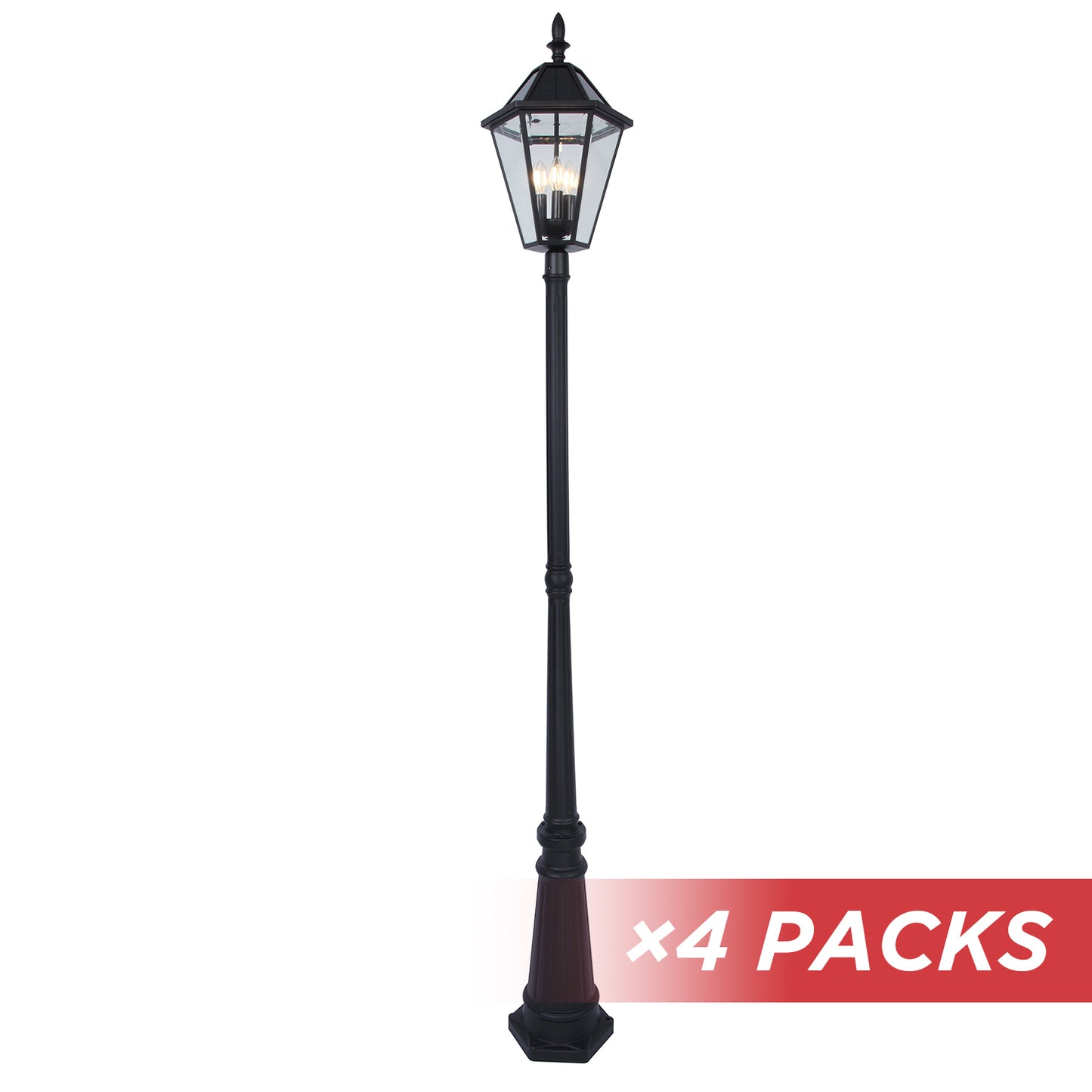 LUTEC-LONDON Single Head Die-Cast Aluminum LED Outdoor Solar Powered Street Light (Head & Pole), 300LM, Up To 8hour Runtime, 2700K