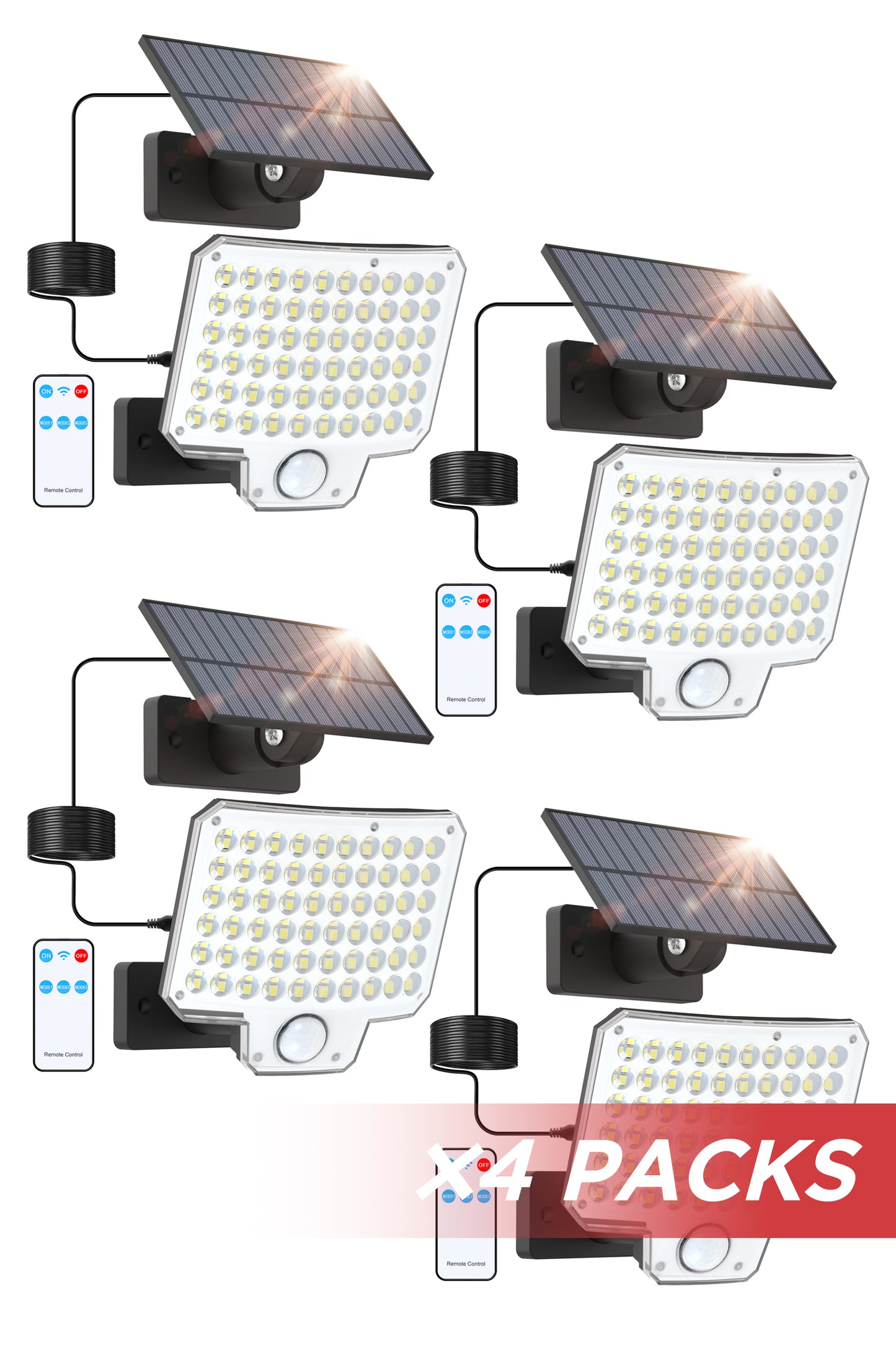 LUTEC Solar Lights Outdoor, 240 LED 3000LM Solar Powered Motion Sensor Flood Lights with Remote, Solar Flood Light with 3 Modes, Security Lights with 16.4Ft Cable IP65 Waterproof for Yard