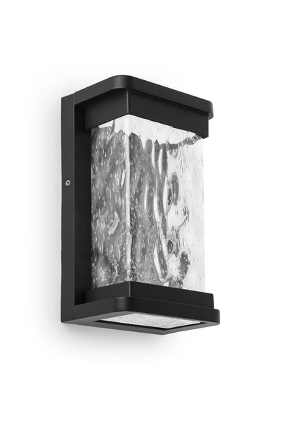 LUTEC-STARRY LED Outdoor Wall Sconce With Seeded Glass Surround, 16.5W, 795LM, 3000K, Black