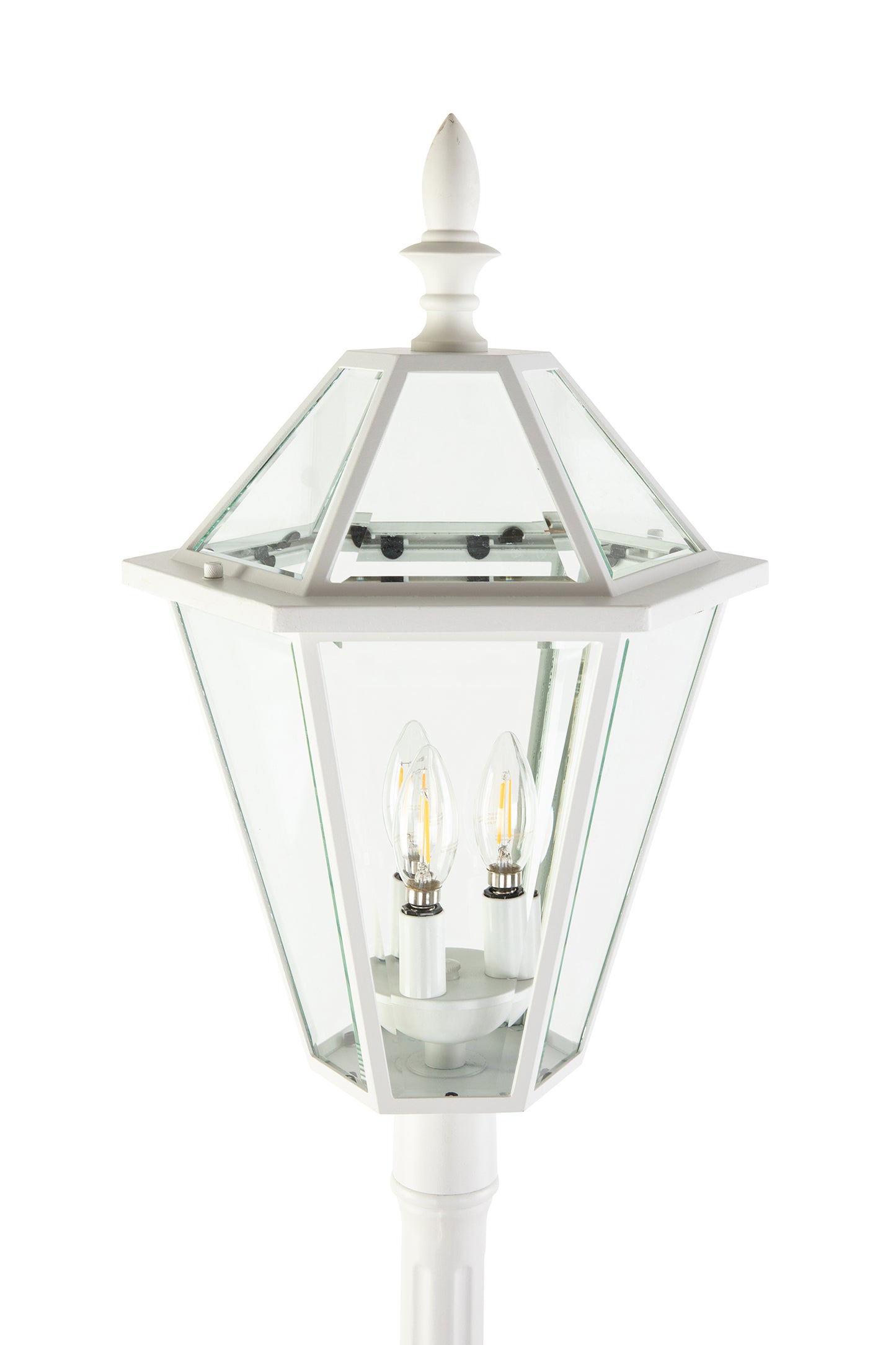 LUTEC-Hardwired Single Head Die-Cast Aluminum LED Post Light (Head & Pole), 3 bulbs (Not included), White