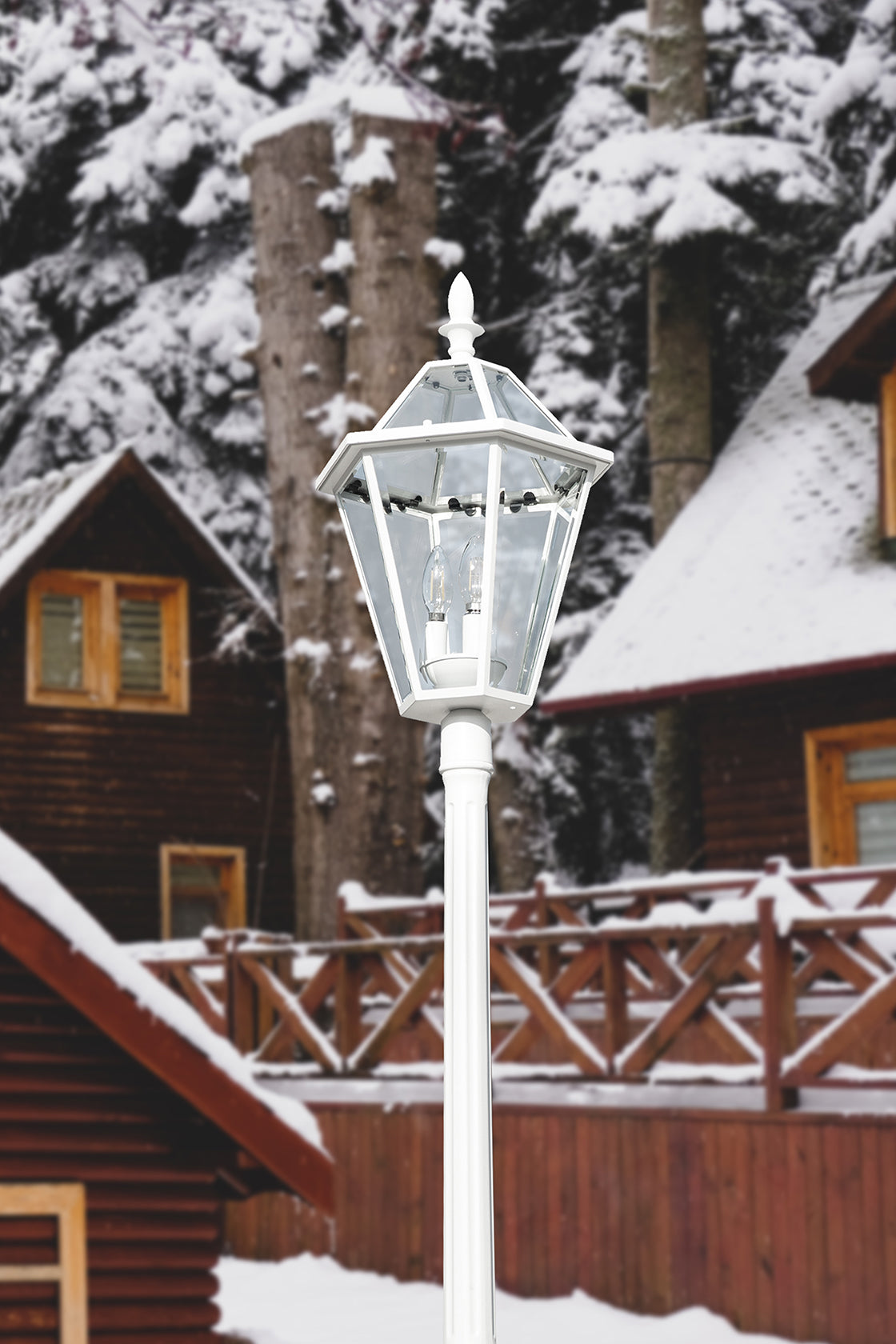 LUTEC-Hardwired Single Head Die-Cast Aluminum LED Post Light (Head & Pole), 3 bulbs (Not included), White