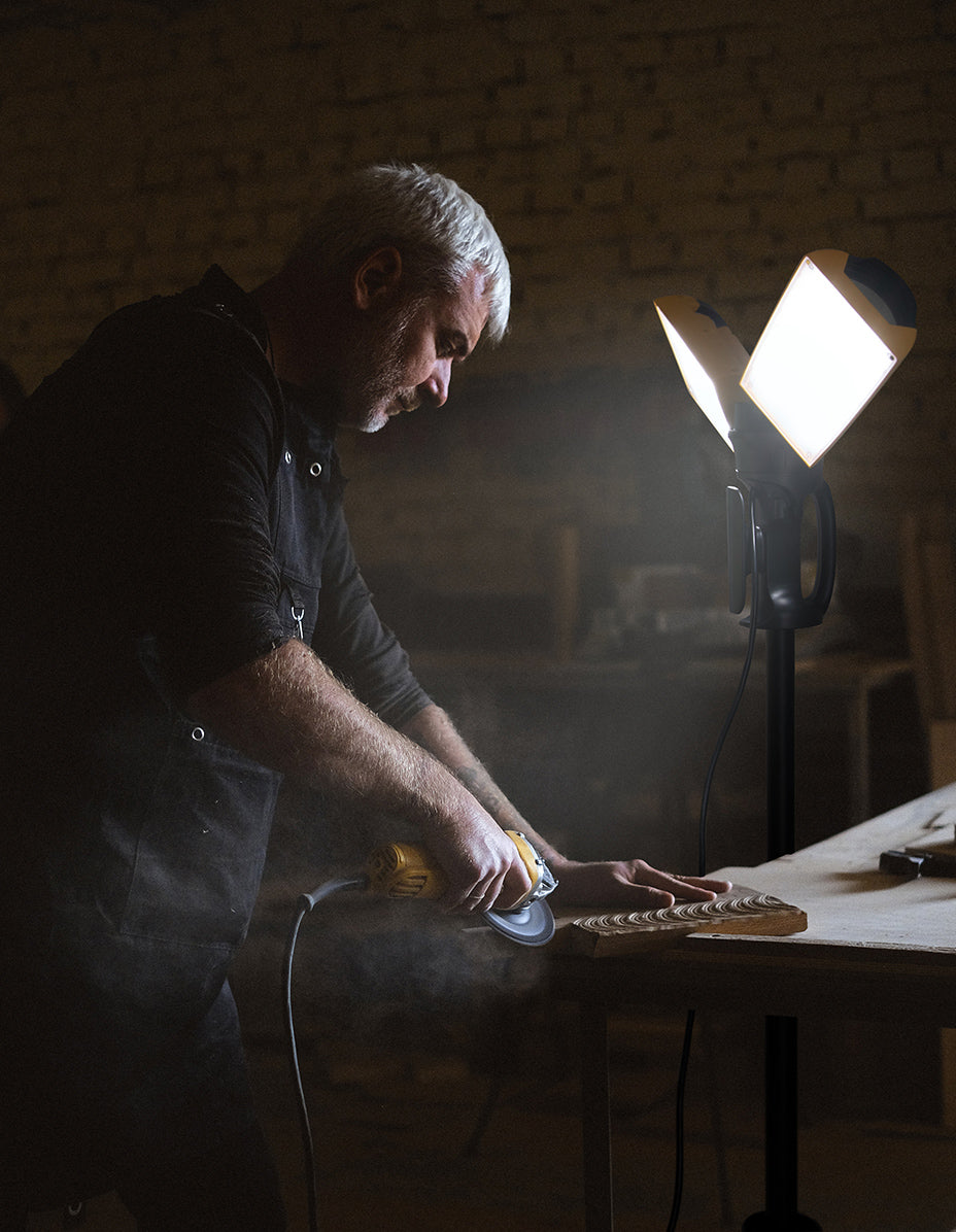 LUTEC 【Upgraded】5000K 12000 Lumen 105 Watt Dual-Head LED Work Light with Telescoping Tripod, Work Light with Stand Rotating Waterproof Lamps and 8 Ft 3-Prong Power Cord