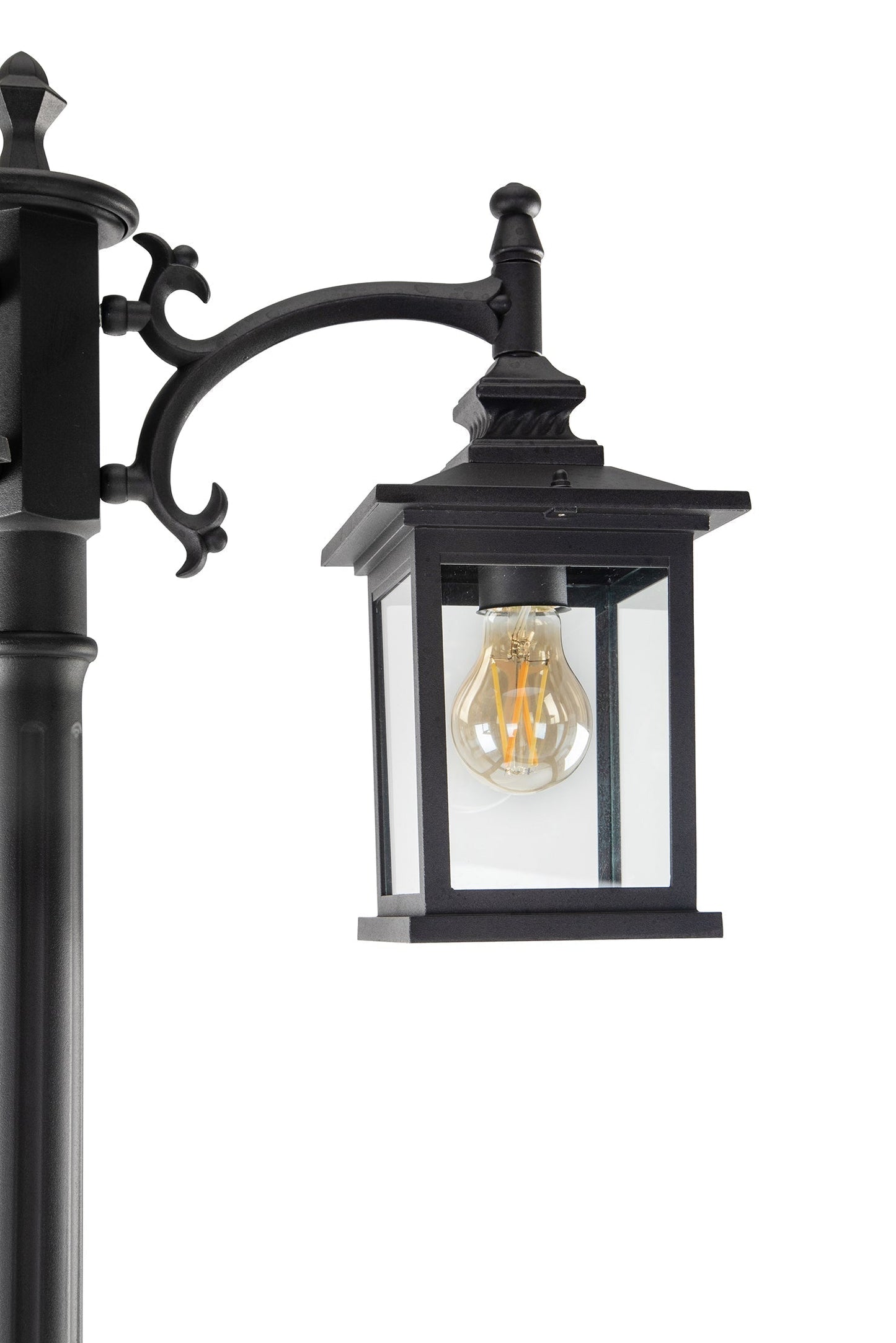 LUTEC-HIGH POST 3 Square-Head Die-Cast Aluminum LED Outdoor Hard Wired Street Light (Head & Pole), Black