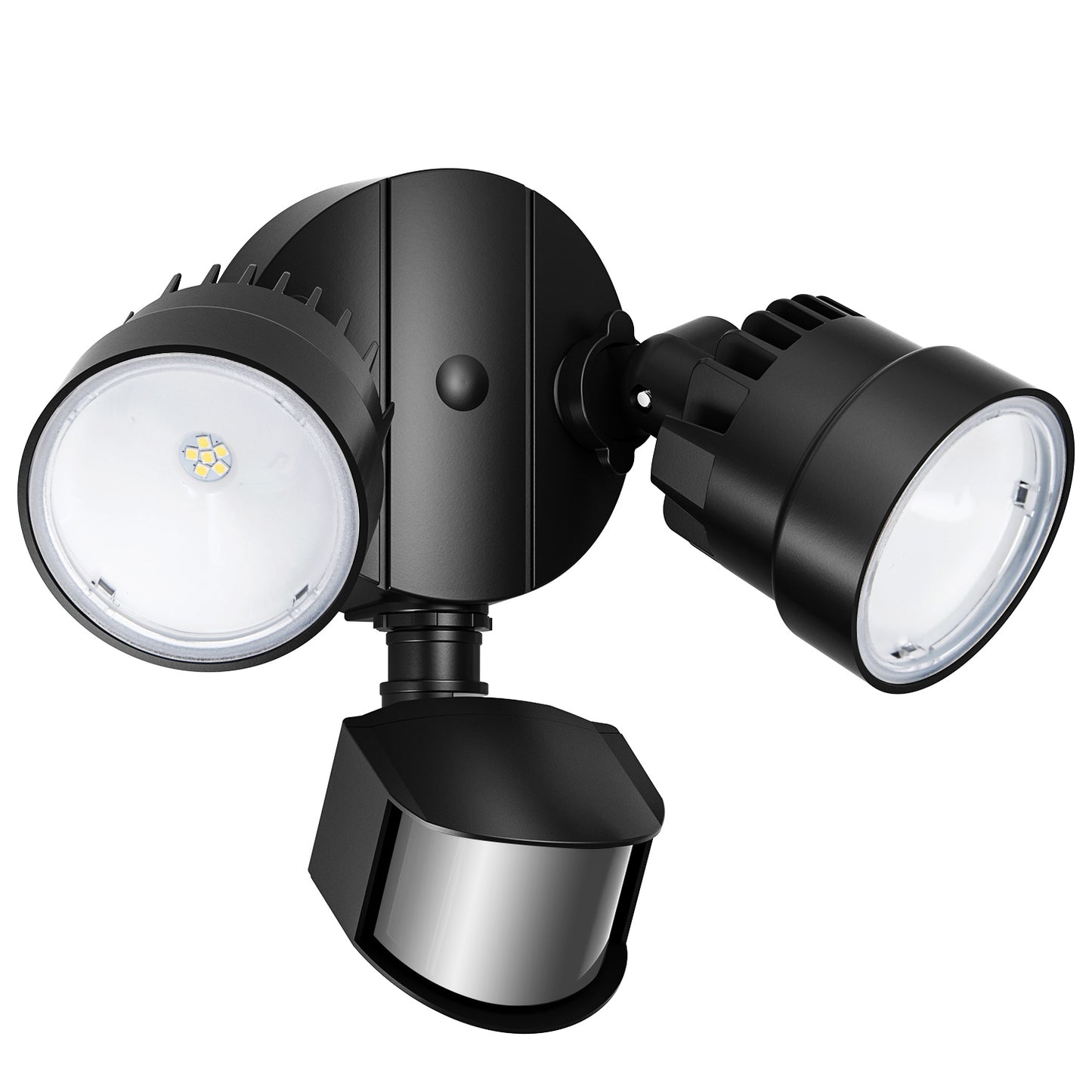 LUTEC Shrimp 12W PIR LED Security Light, 1250LM 5000K Outdoor Wall Light with Sensor, Twin-Head Integrated Floodlight, Mains Powered Exterior Lighting for Patio Garden Yard, Black [Energy Class E]