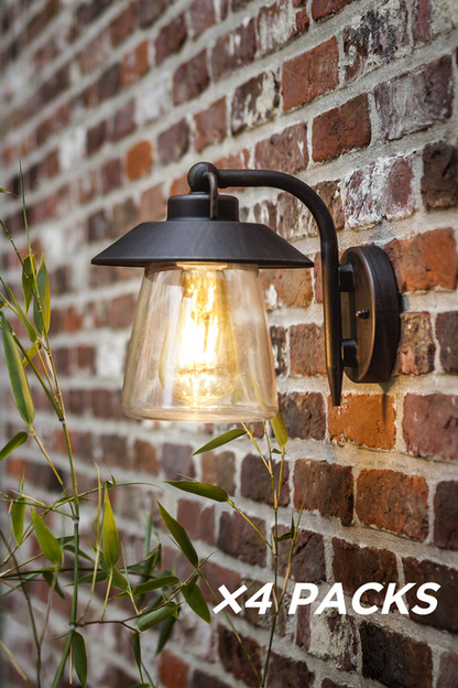 4PACKS LUTEC Outdoor Indoor Wall Lantern, Farmhouse Barn Wall Sconce Lighting Fixture,Matte Black Finish Anti-Rust Wall Mount Light, Waterproof Wall lamp with Clear Glass for Porch, Exterior, Patio