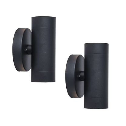 LUTEC 2 -Pack 6.3-in H Matte Black Hardwired Integrated LED Outdoor Wall Light