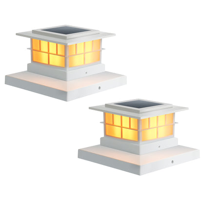 LUTEC （2/6/8） Pack Solar Post Cap Lights, IP65 Waterproof Solar Fence Post Lights for 4x4 5x5 6x6 Wooden/Vinyl Posts, Warm White 3000K LED Solar Powered Lighting Decor for Yard, Garden, Patio, Deck, White