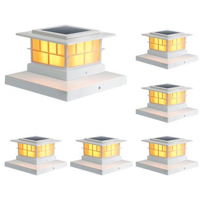 LUTEC （2/6/8） Pack Solar Post Cap Lights, IP65 Waterproof Solar Fence Post Lights for 4x4 5x5 6x6 Wooden/Vinyl Posts, Warm White 3000K LED Solar Powered Lighting Decor for Yard, Garden, Patio, Deck, White