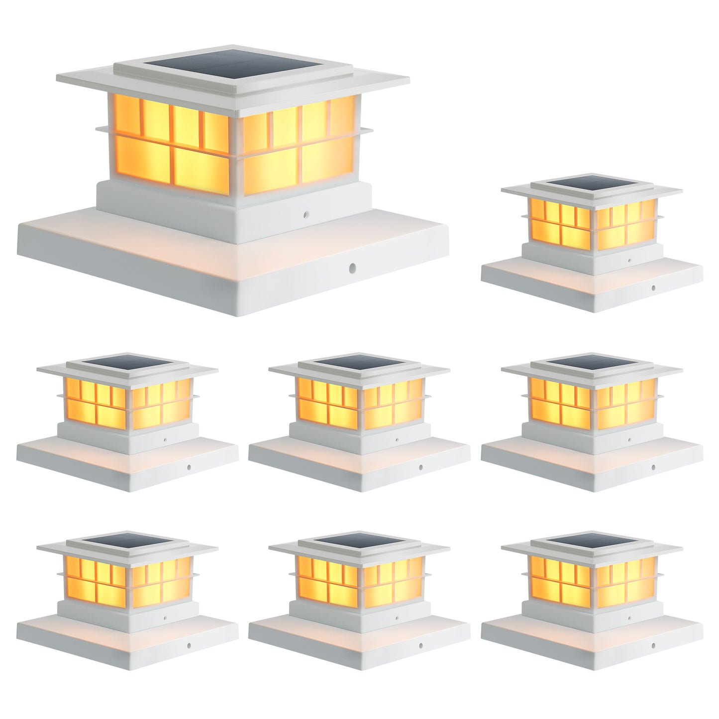 LUTEC （2/6/8） Pack Solar Post Cap Lights, IP65 Waterproof Solar Fence Post Lights for 4x4 5x5 6x6 Wooden/Vinyl Posts, Warm White 3000K LED Solar Powered Lighting Decor for Yard, Garden, Patio, Deck, White