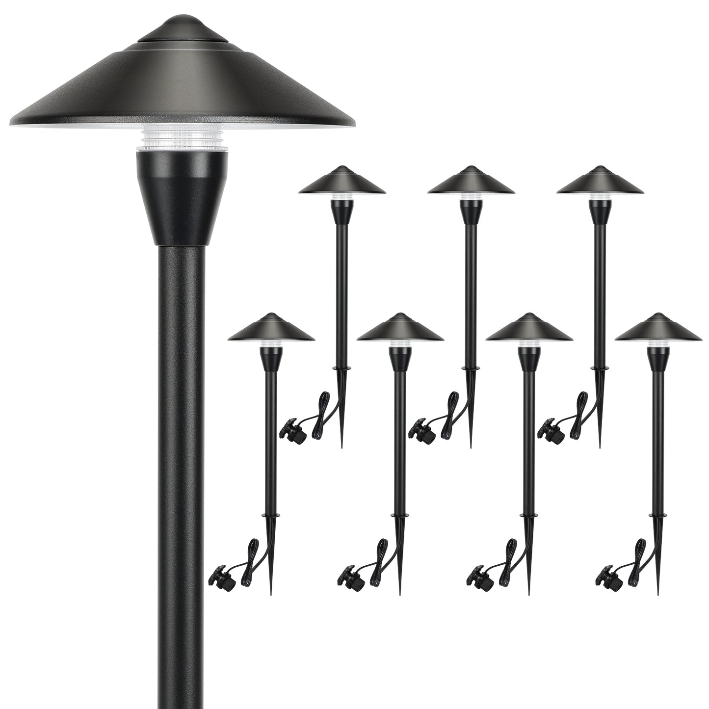 LUTEC 12V Low Voltage Landscape Lighting, Die-cast Aluminum Spot Lights with Connectors, Low Voltage Pathway Lights with Spotlights Waterproof for Tree Garden Yard Pathway，8 PACK