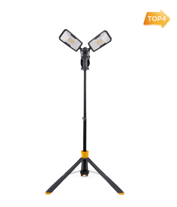 LUTEC-PERI Max 11000LM, 3000K-5000K, 93W, Portable LED Work Light With Dual Rotating Heads, Telescopic Foldable Tripod Stand