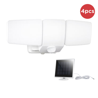 Lutec 3600LM Solar Security Lights, 5000K waterproof Dimmable LED Motion Sensor Outdoor Lights, 3 Adjustable Heads w/16ft Cable, Separate Solar Panel with 3 Modes Solar Flood Lights for Yard, Garage