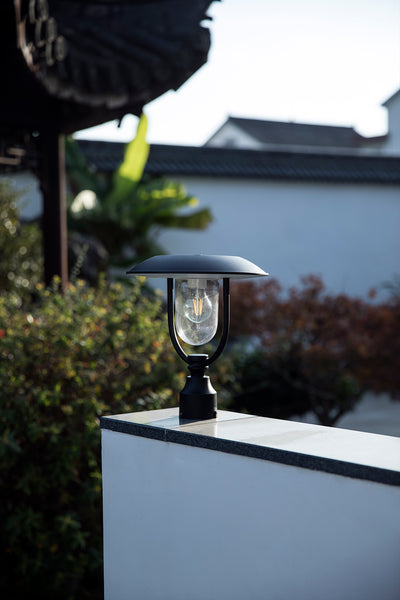 LUTEC-Solar Outdoor Post Light, Dusk to Dawn, Exterior Pole Lights Head for Pier and Pole Mount, Black