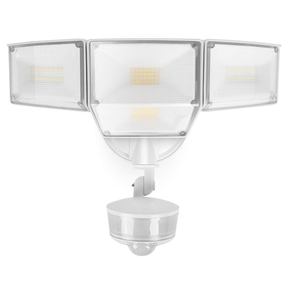 LUTEC 84W 9500LM LED Security Lights Motion Sensor Outdoor Lights with Night Light, 4 Head LED Flood Lights Outdoor 5000K Daylight, IP65 Waterproof, Motion Detected Lights for Outside (White)