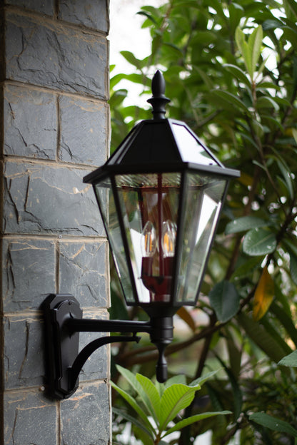 4 Packs LUTEC - Black Solar Outdoor Wall Light, Clear Glass Shades, Dusk to Dawn, 6W 300LM 2700K Warm White, Black