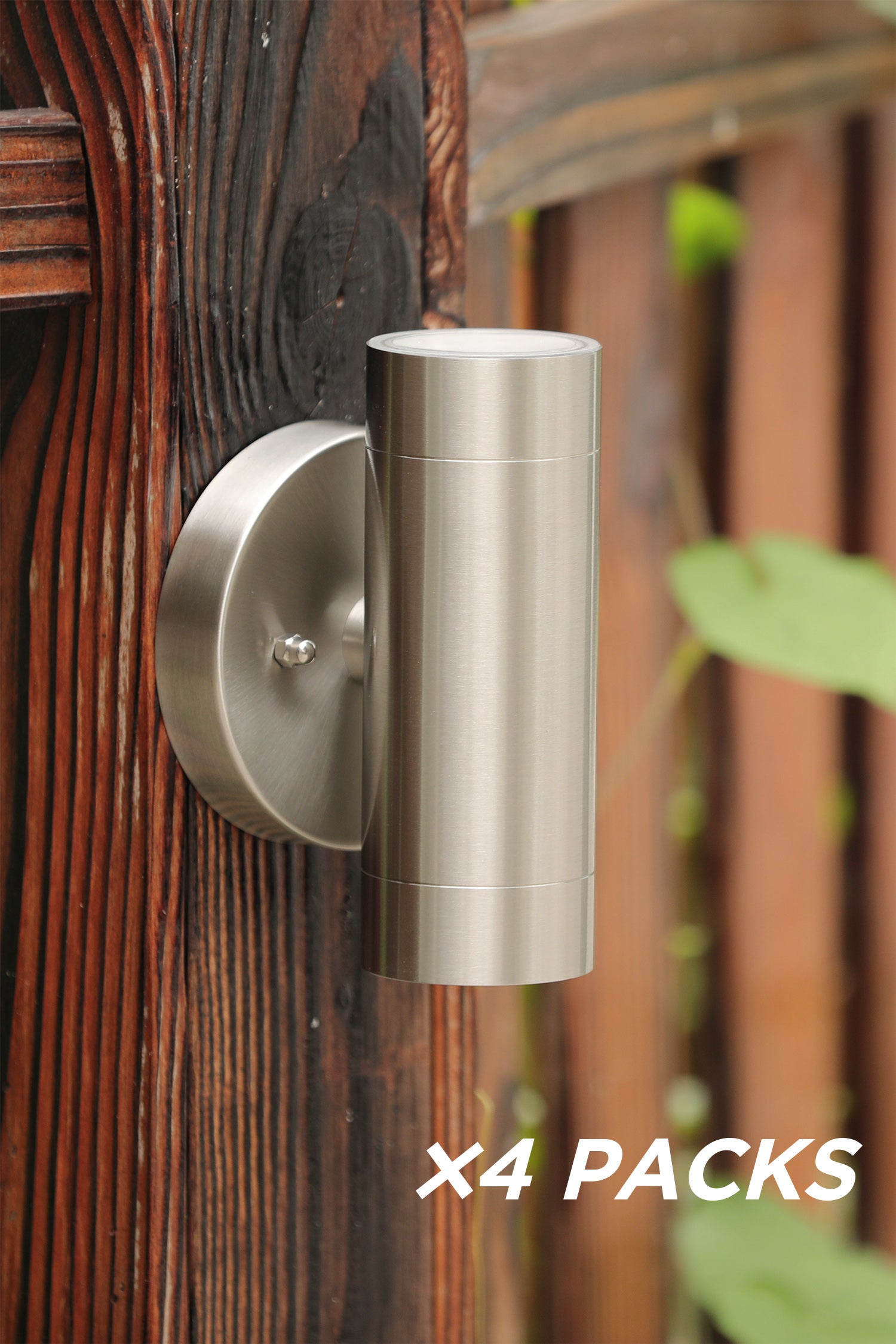 4 Packs 2 Light Brushed Stainless Steel Outdoor Integrated LED Wall Lantern Sconce 3000K 11W 800LM Integrated Outdoor Wall Light