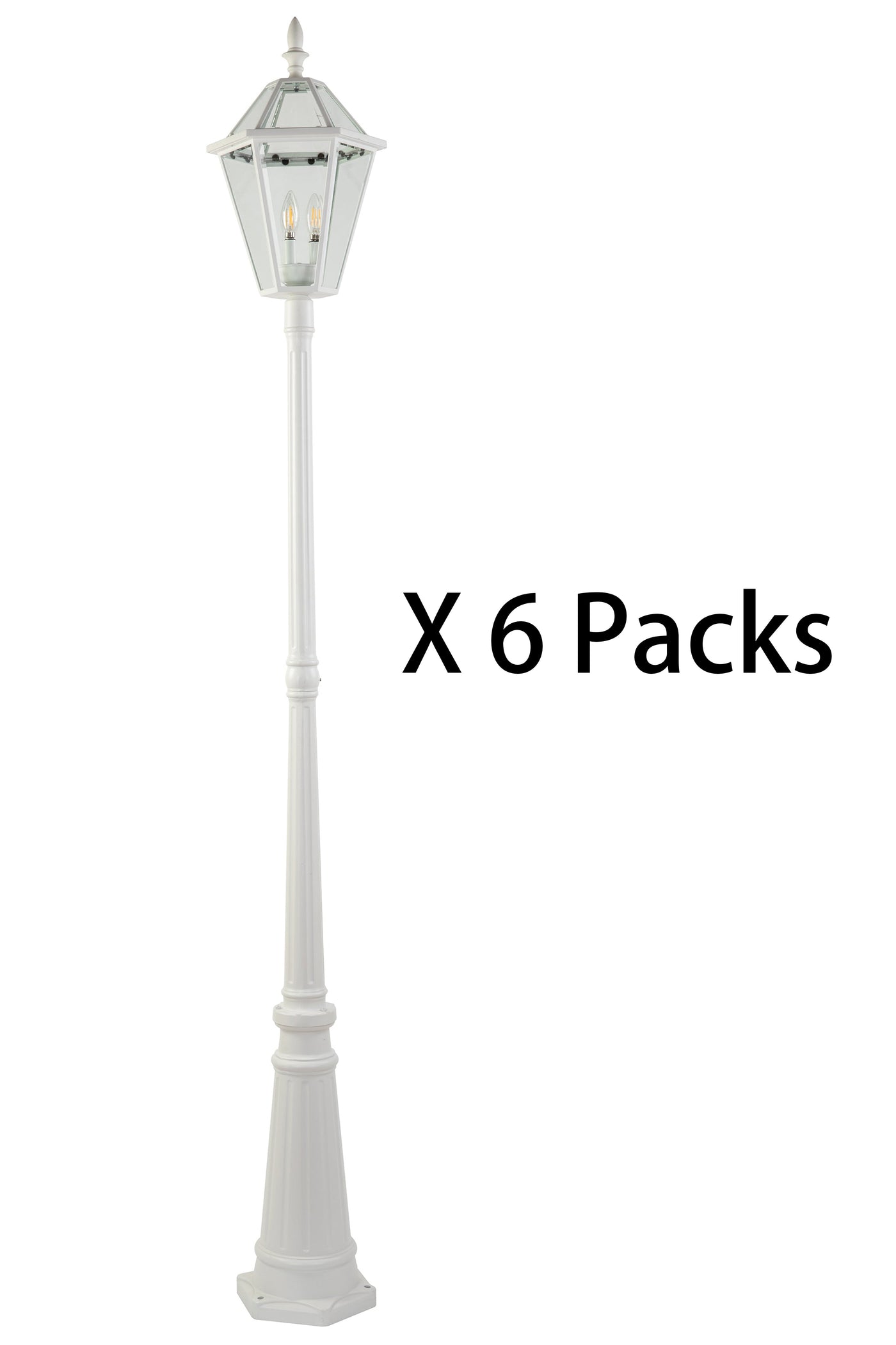 Bundle of LUTEC-Hardwired Single Head Die-Cast Aluminum LED Post Light (Head & Pole), 3 bulbs (Not included), White, 6 packs