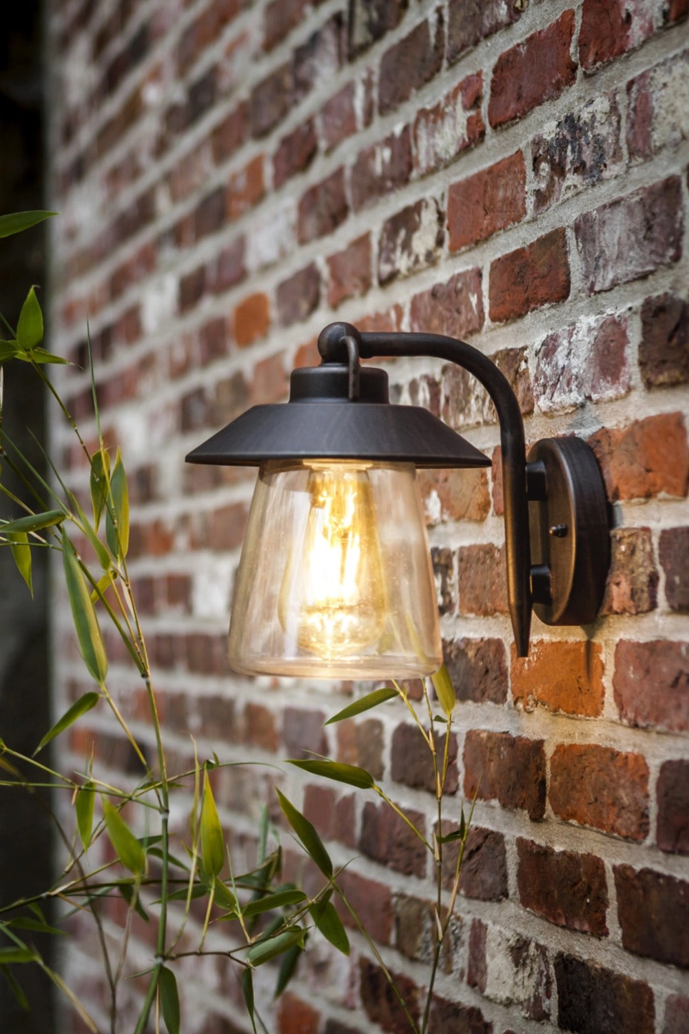 LUTEC Outdoor Indoor Wall Lantern, Farmhouse Barn Wall Sconce Lighting Fixture,Matte Black Finish Anti-Rust Wall Mount Light, Waterproof Wall lamp with Clear Glass for Porch, Exterior, Patio