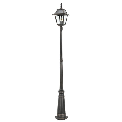 LUTEC Outdoor Solar Lamp Post Light, Dusk to Dawn 300LM Waterproof Lamp Post with 4 Pcs Glass, Exterior Solar Powered Street Light for Garden, Patio, Yard(Brown)