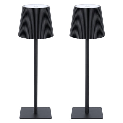 LUTEC 2 Pack Cordless Table Lamp,6000mAh Rechargeable Battery Operated Desk Lamp,Two Adjustable Heights,Waterproof, Touch Control & 3 Color Stepless Dimming for Restaurant/Bedroom/Bars/Outdoor (Black)